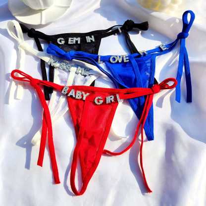 Personalized Name Letters Thongs G-string Thongs for Women Panties Soft Side Tie Lingerie Briefs Multicolor Panties Sexy Jewelry-ilovevango