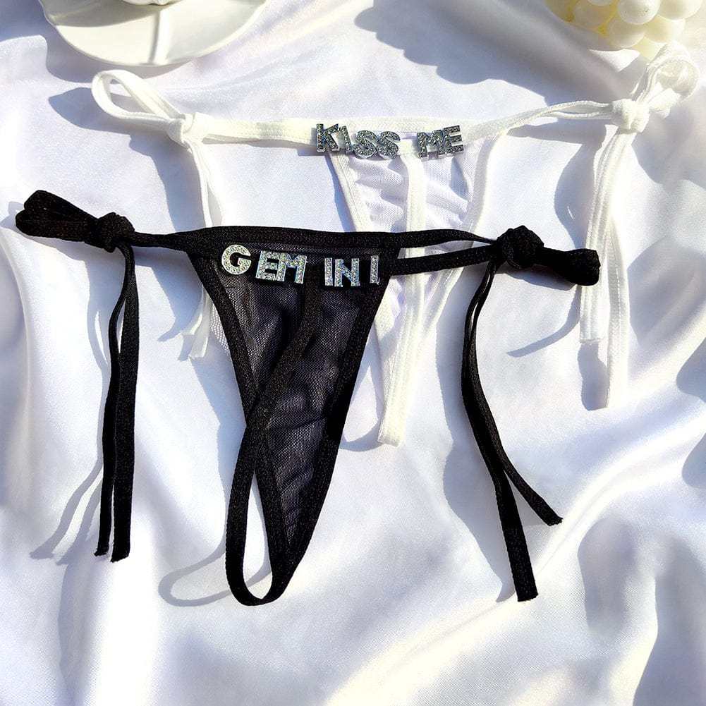 Personalized Name Letters Thongs G-string Thongs for Women Panties Soft Side Tie Lingerie Briefs Multicolor Panties Sexy Jewelry-ilovevango