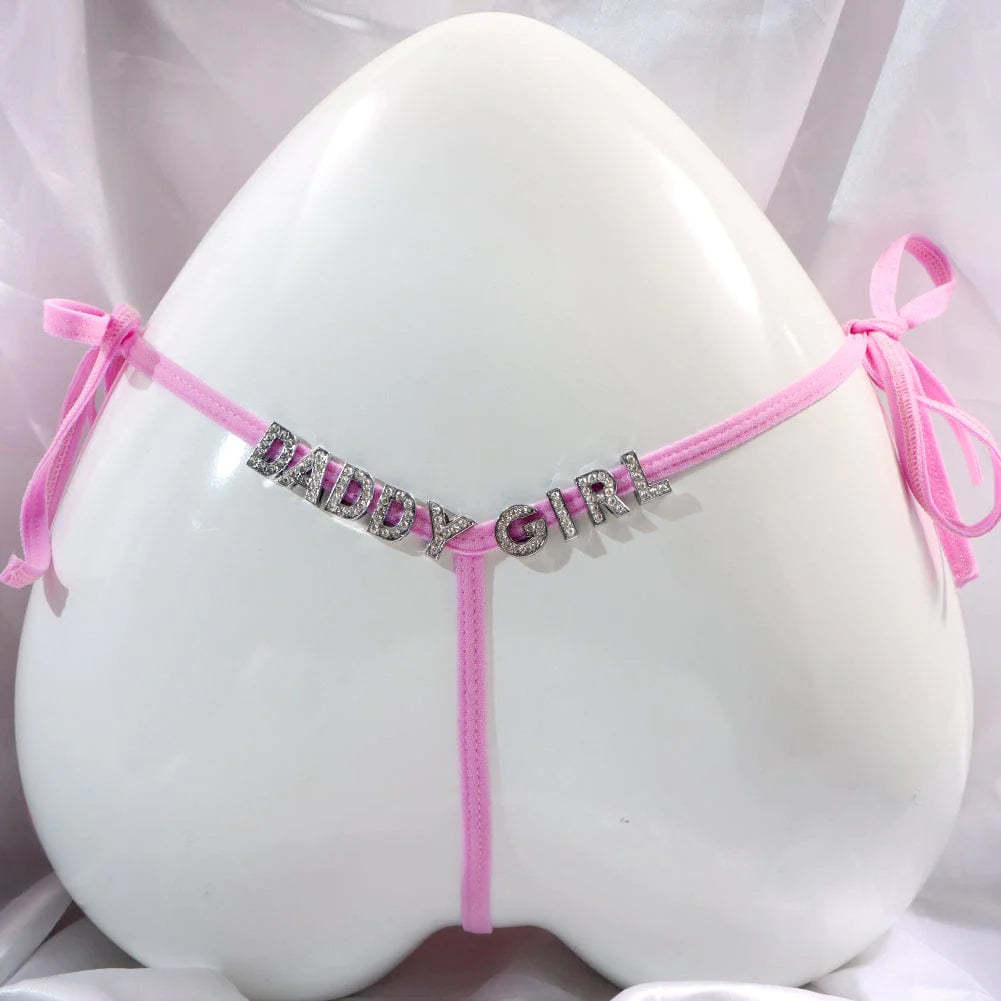 Personalized Name Letters Thongs G-string Thongs for Women Panties Soft Side Tie Lingerie Briefs Multicolor Panties Sexy Jewelry-ilovevango