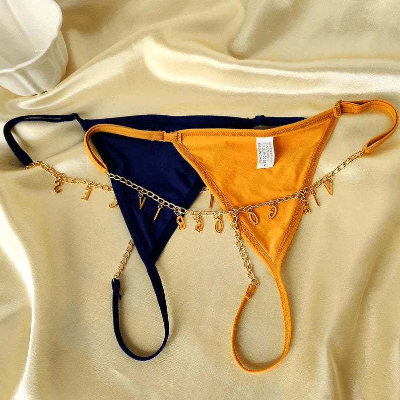 Personalized Name Thong Waist Body Jewelry Custom Letter Charm G-String Panties Women Body Chain Lingerie Gift For Her-ilovevango