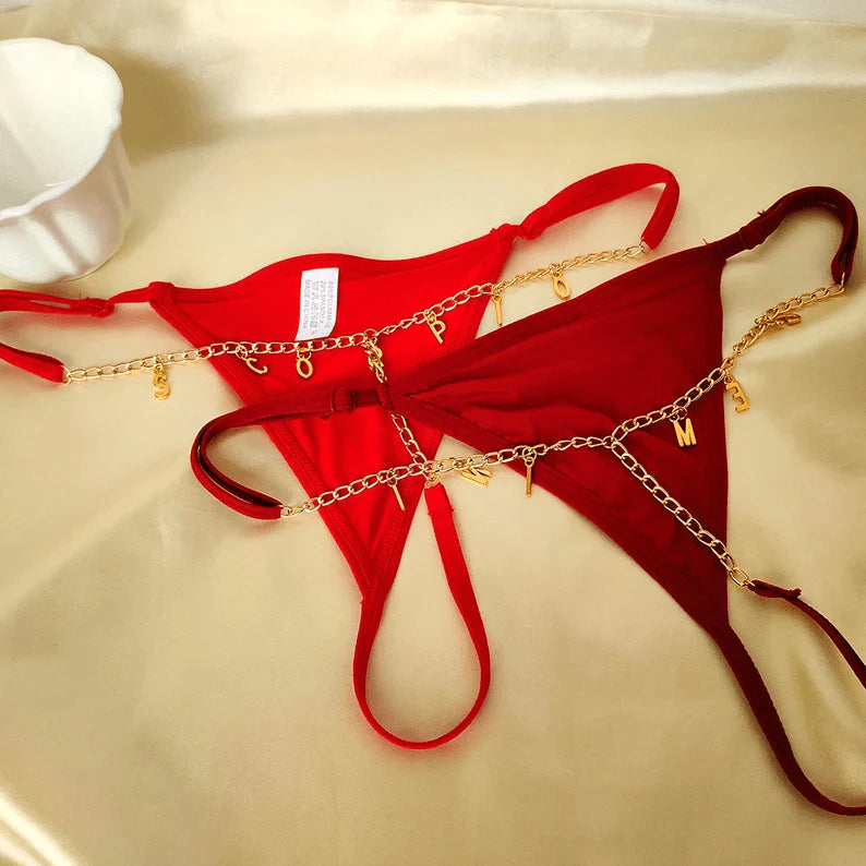 Personalized Name Thong Waist Body Jewelry Custom Letter Charm G-String Panties Women Body Chain Lingerie Gift For Her-ilovevango