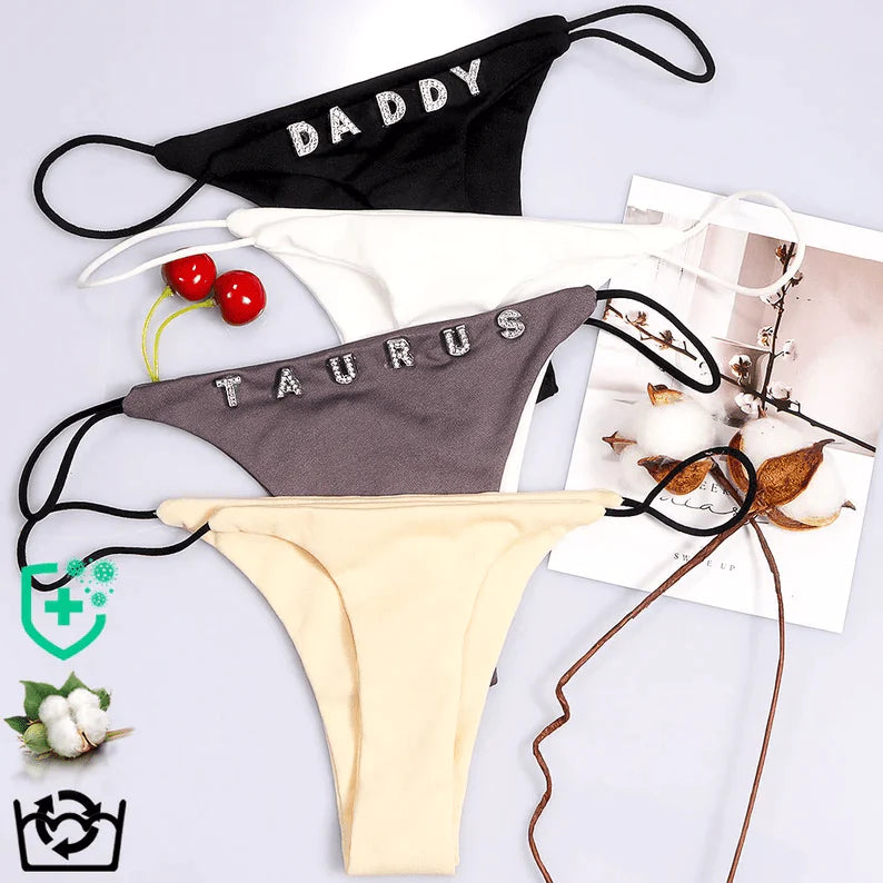 Custom Thong Panties with Name Personalized Crystal 26 Initial DIY Letter Underwear for women Waist Chain Body Jewelry Gifts for Her-ilovevango