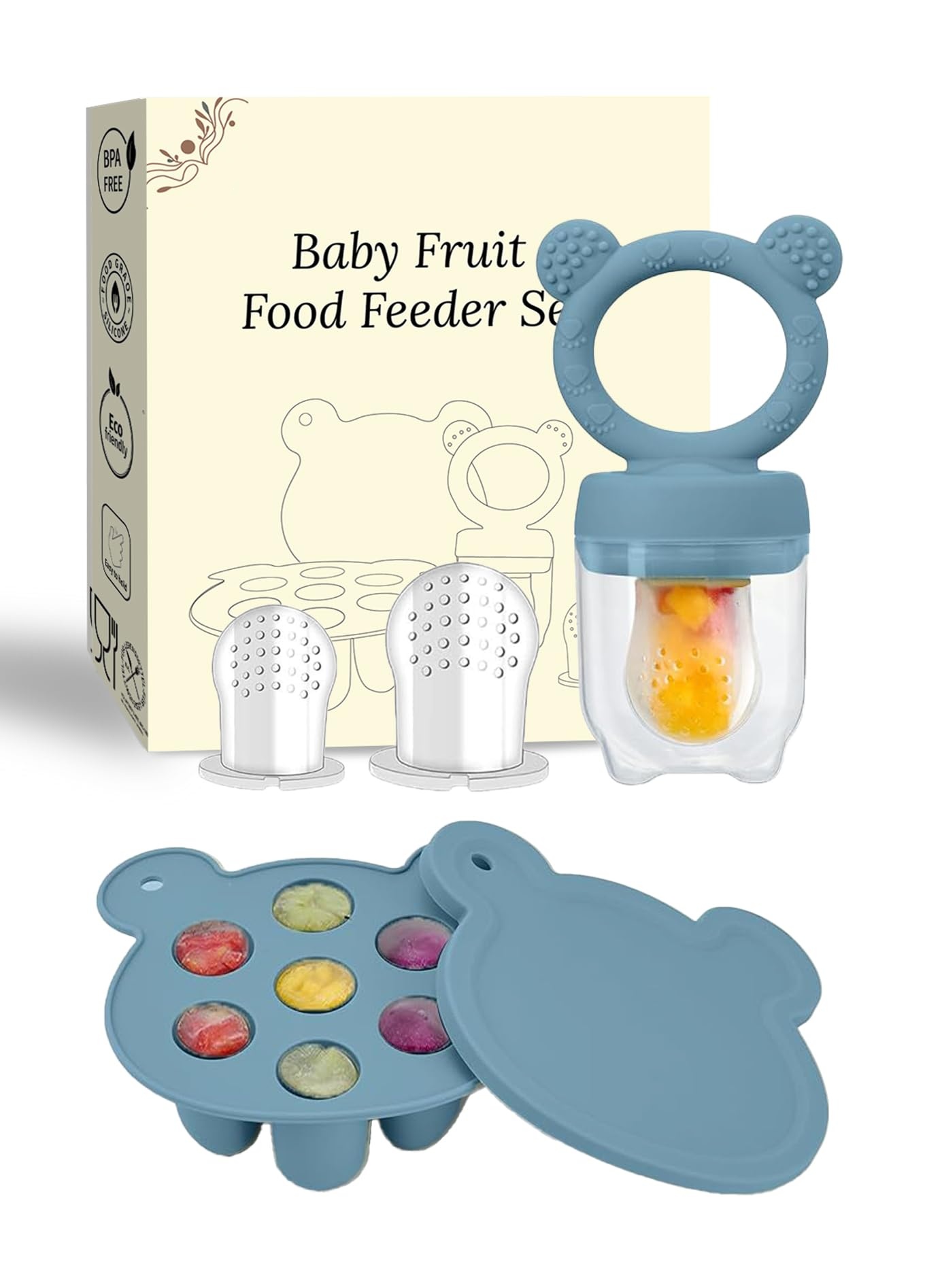 SHOPPULSE Silikon Fruchtsauger Baby: BPA-Frei Fruchtschnuller für Obst, Gemüse, Brei,Zahnungshilfe für Babys ab 4 Monate, Aufbewahrungsbehälter für Babynahrung