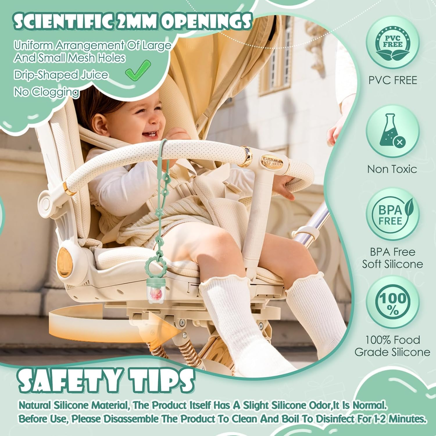 SHOPPULSE Obst-Futterspender für Babys – Silikon-Futterspender für Babynahrung – Muttermilch Eis am Stiel Formen für Babyzahnen und Selbstfütterung