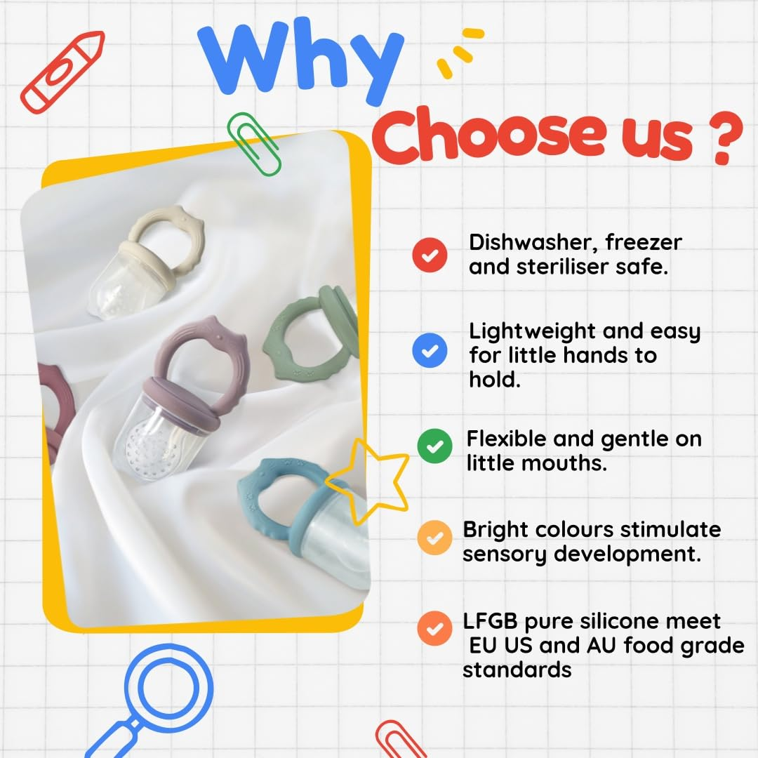 SHOPPULSE Fruchtsauger Baby | Silikon Futterspender für Babynahrung und Gefriertablett für Babynahrung, Milch-Eis am Stiel, zur Linderung des Zahnens von Babys, Schnuller zum Selbstfüttern (Cat Green)