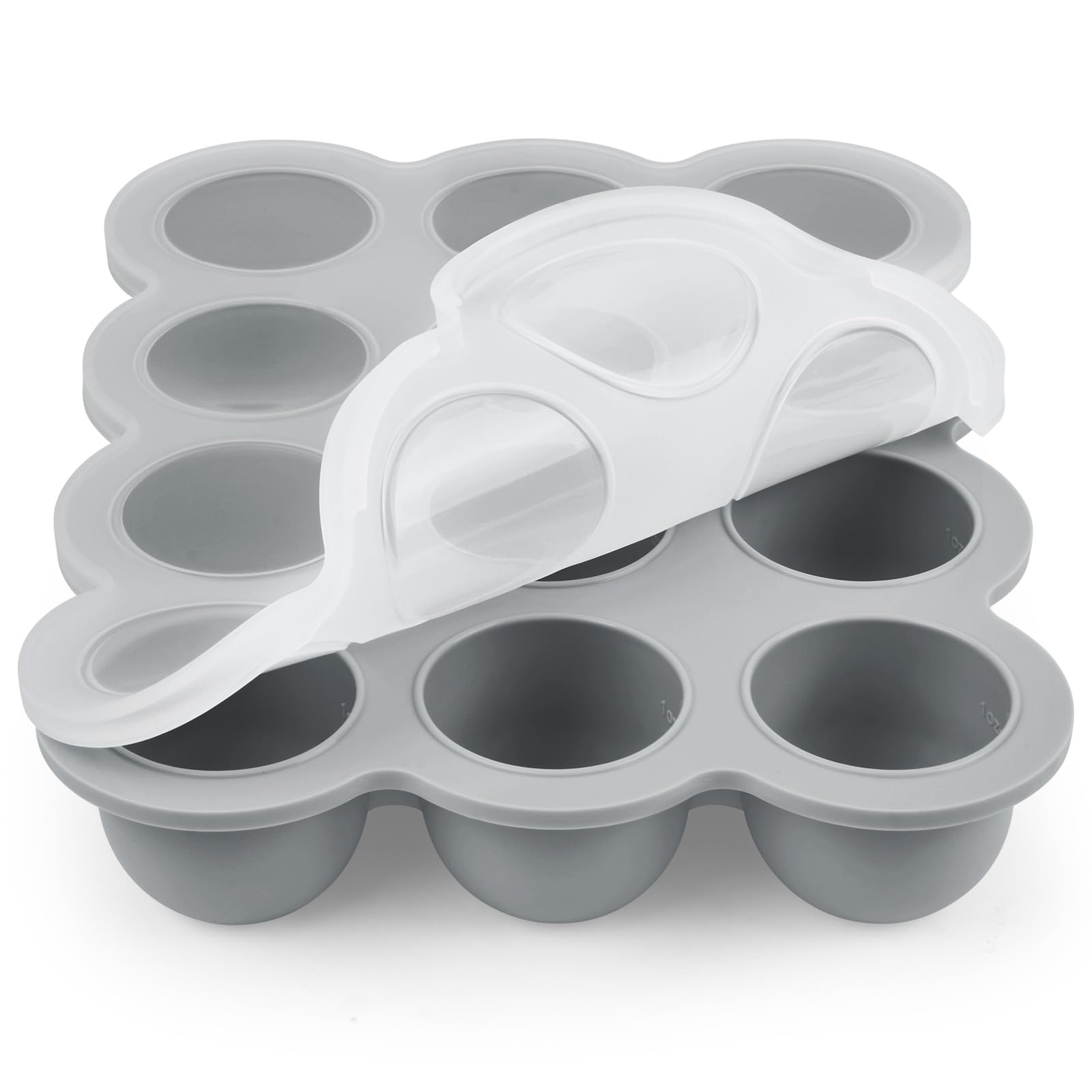 SHOPPULSE Babynahrungs-Aufbewahrungsbehälter, 12 Fächer Babynahrung Einfrieren Behälte aus mit Silikon Deckel, Perfekt für Hausgemachte Babynahrung, Gemüse, Eiswürfeln,Fruchtpüree und Muttermilch (Grau)