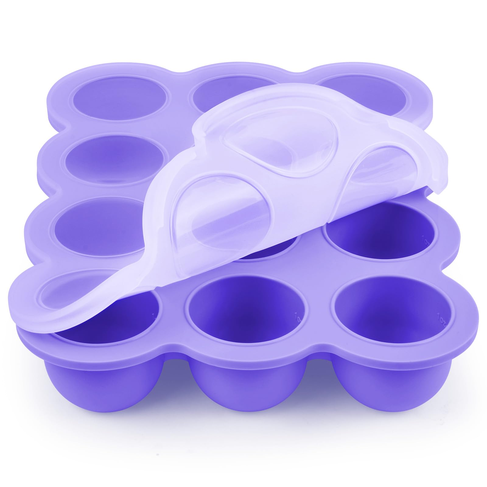 SHOPPULSE Babynahrungs-Aufbewahrungsbehälter, 12 Fächer Babynahrung Einfrieren Behälte aus mit Silikon Deckel, Perfekt für Hausgemachte Babynahrung, Gemüse, Eiswürfeln,Fruchtpüree und Muttermilch (Lila)