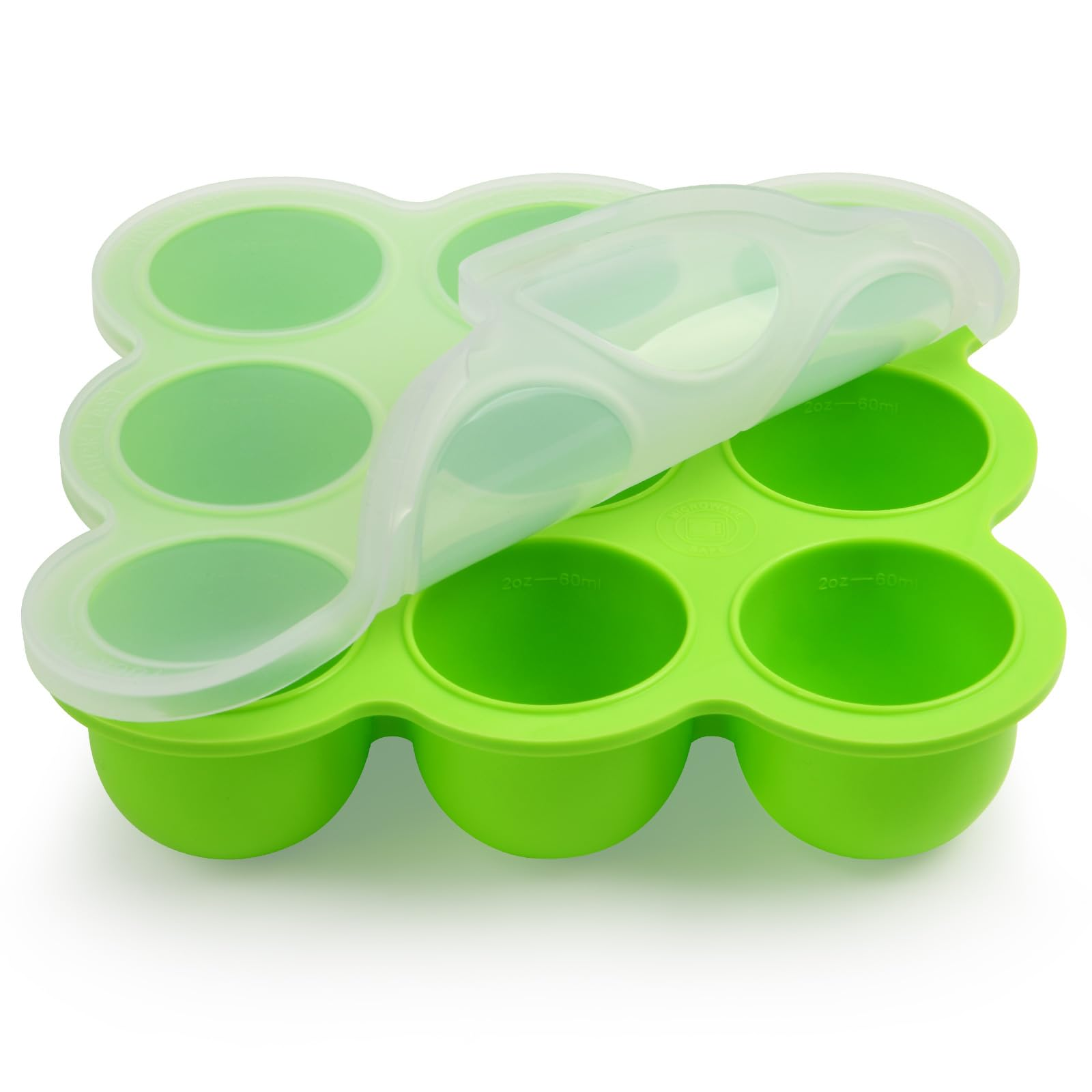 SHOPPULSE Babynahrungs-Aufbewahrungsbehälter, 9 Fächer Babynahrung Einfrieren Behälte aus mit Silikon Deckel, Perfekt für Hausgemachte Babynahrung, Gemüse, Eiswürfeln,Fruchtpüree und Muttermilch (Grün)