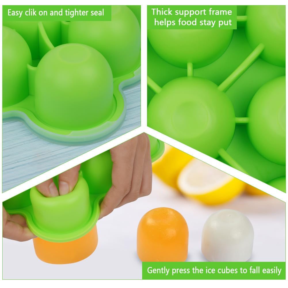 SHOPPULSE Babynahrungs-Aufbewahrungsbehälter, 9 Fächer Babynahrung Einfrieren Behälte aus mit Silikon Deckel, Perfekt für Hausgemachte Babynahrung, Gemüse, Eiswürfeln,Fruchtpüree und Muttermilch (Grün)