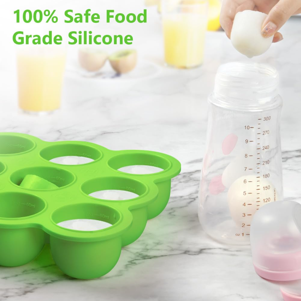 SHOPPULSE Babynahrungs-Aufbewahrungsbehälter, 9 Fächer Babynahrung Einfrieren Behälte aus mit Silikon Deckel, Perfekt für Hausgemachte Babynahrung, Gemüse, Eiswürfeln,Fruchtpüree und Muttermilch (Grün)