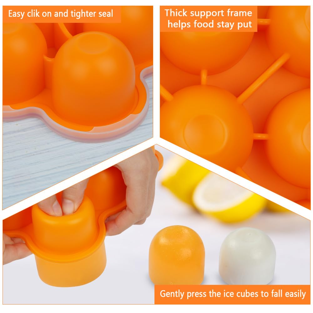 SHOPPULSE Babynahrungs-Aufbewahrungsbehälter, 9 Fächer Babynahrung Einfrieren Behälte aus mit Silikon Deckel, Perfekt für Hausgemachte Babynahrung, Gemüse, Eiswürfeln,Fruchtpüree und Muttermilch (Orange)