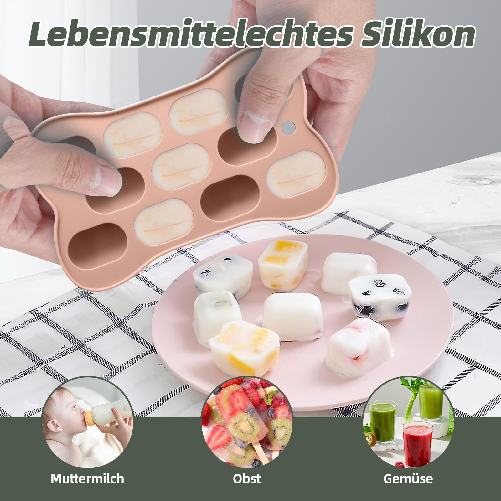 SHOPPULSE Fruchtsauger Baby ab 3 4 5 6+ Monate, 2 Stück Baby Obst Nahrung Futterautomat & MBabynahrungs-Aufbewahrungsbehälter & Schnullerkette & 6 Silikon Sauger in 3 Größen, Obst Schnuller Baby