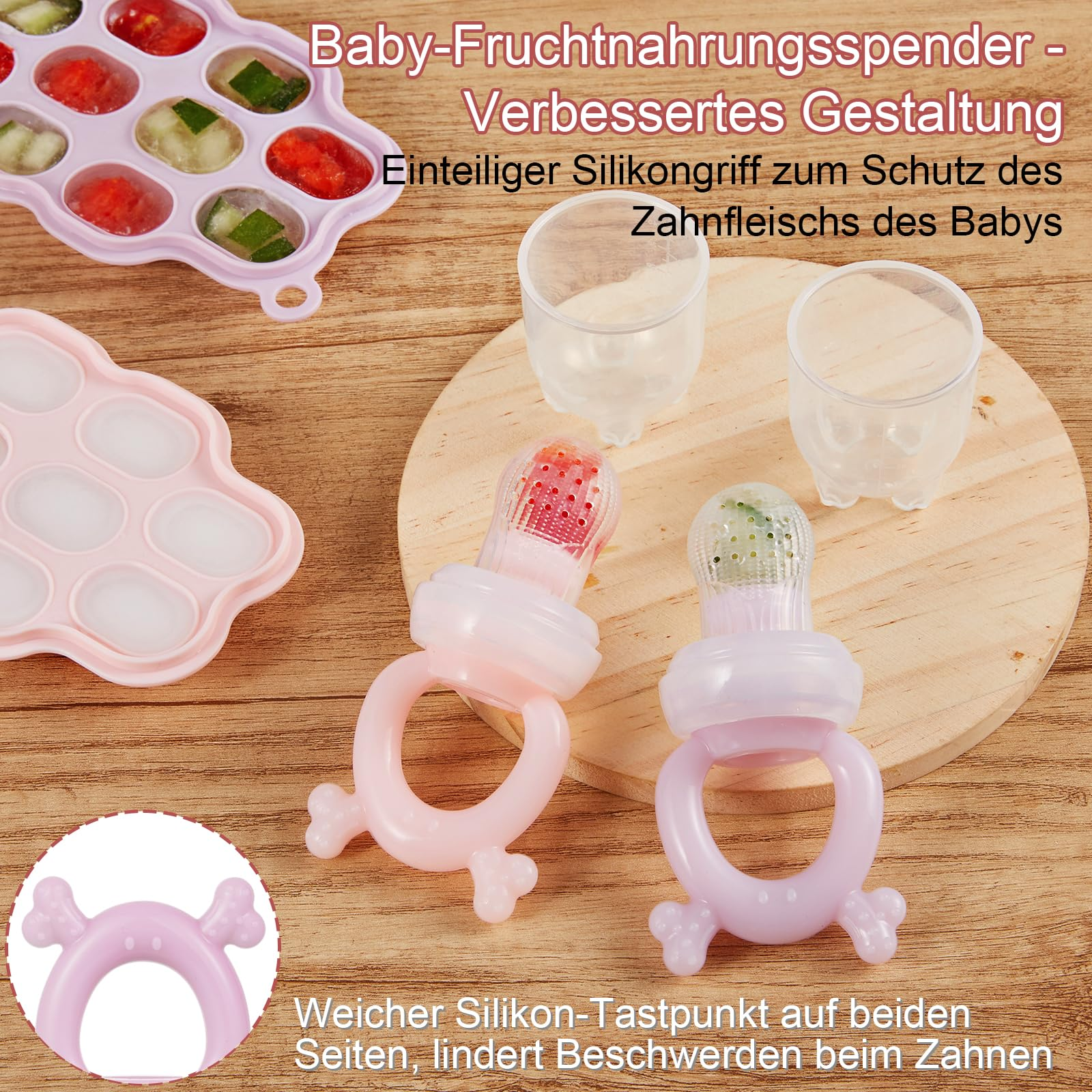 SHOPPULSE Baby Muttermilch Popsicle-Formen & Babynahrung Fütterer (2er-Pack), Silikon Knabberzeug Gefrierfach Aufbewahrungsbehältnisse, Schnuller und Beißring aus Silikon