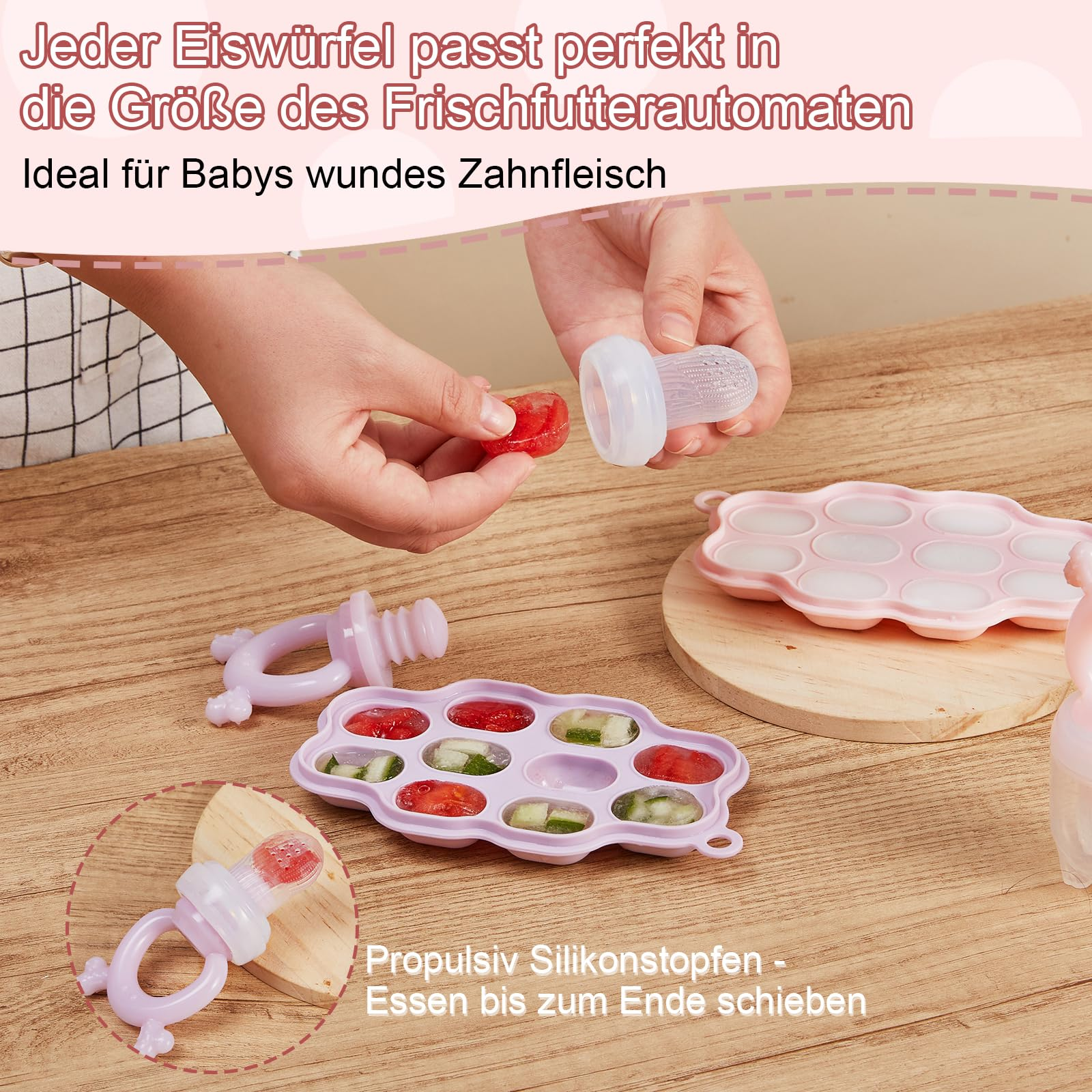 SHOPPULSE Baby Muttermilch Popsicle-Formen & Babynahrung Fütterer (2er-Pack), Silikon Knabberzeug Gefrierfach Aufbewahrungsbehältnisse, Schnuller und Beißring aus Silikon