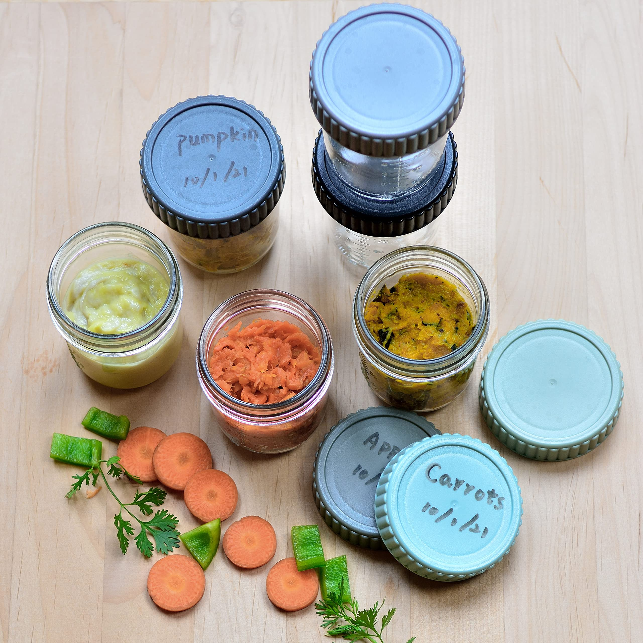 SHOPPULSE 8er Set 180ML Behälter für Babynahrung aus Glas, Babynahrungsbehälter, Glas Babynahrung (Urban)