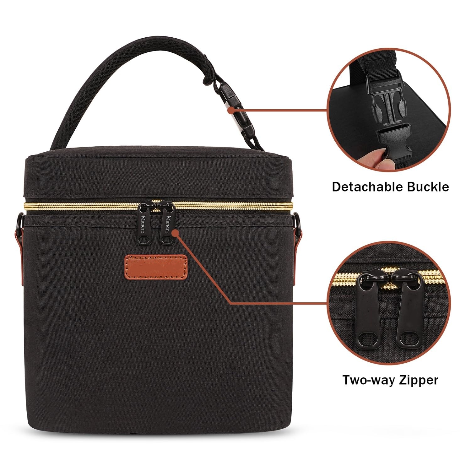 SHOPPULSE Muttermilch Kühltasche mit Eisbeutel, isolierte Babyflaschentasche passend für 6 Babyflaschen 9 Unzen, kleine Kühltasche mit Schultergurt für Kindertagesstätte stillende Mütter, Schwarz