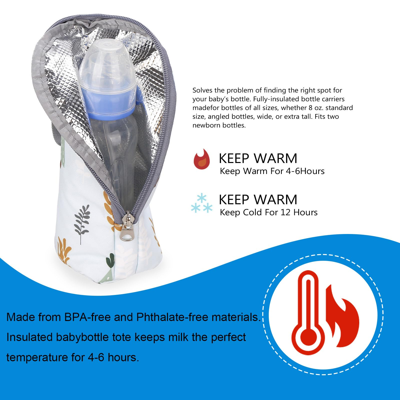 SHOPPULSE 1 Stück Babyflaschen-Isoliertasche, tragbare Babyflaschen-Tasche für den Kinderwagen auf Reisen, Babyflaschen-Thermostat