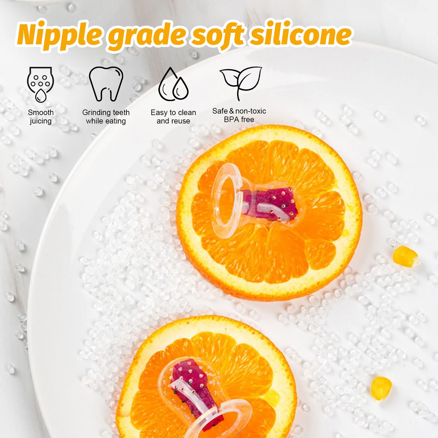 SHOPPULSE Fruchtsauger Baby,Baby Food Feeder, 3 Fruchtsauger + 3 Größen BPA Frei Silikon Sauger für Kleinkinder von 3 bis 24 Monaten,Fruchtsauger für glückliche Babys,Lindert Schmerzhaftes Zahnfleisch