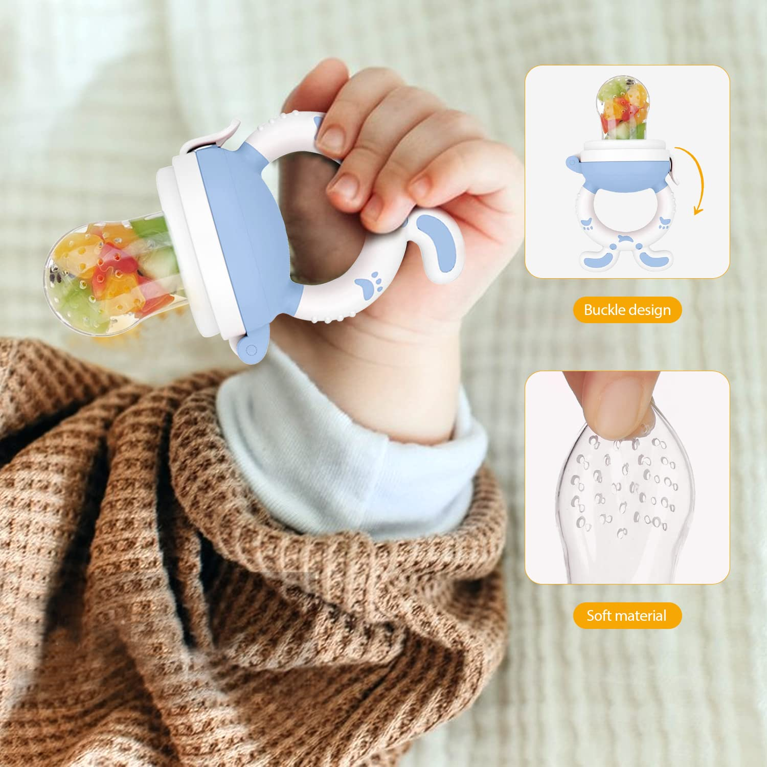 SHOPPULSE Fruchtsauger Baby,Baby Food Feeder, 3 Fruchtsauger + 3 Größen BPA Frei Silikon Sauger für Kleinkinder von 3 bis 24 Monaten,Fruchtsauger für glückliche Babys,Lindert Schmerzhaftes Zahnfleisch