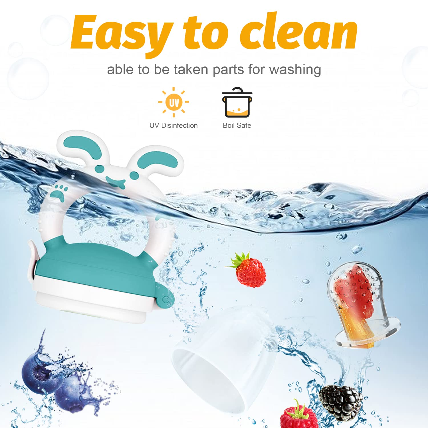 SHOPPULSE Fruchtsauger Baby,Baby Food Feeder, 3 Fruchtsauger + 3 Größen BPA Frei Silikon Sauger für Kleinkinder von 3 bis 24 Monaten,Fruchtsauger für glückliche Babys,Lindert Schmerzhaftes Zahnfleisch