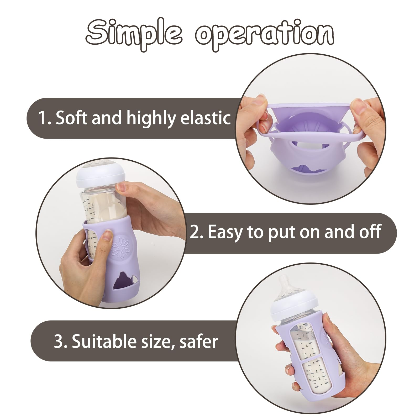 SHOPPULSE 4er-Pack Silikonhüllen für Natural-Babyflaschen aus Glas, Baby Bottle Protective Cover, bruchfester Babyflaschenhalter, kompatibel mit Philips Avent Natural-Babyflaschen aus Glas 240ml, BPA-frei