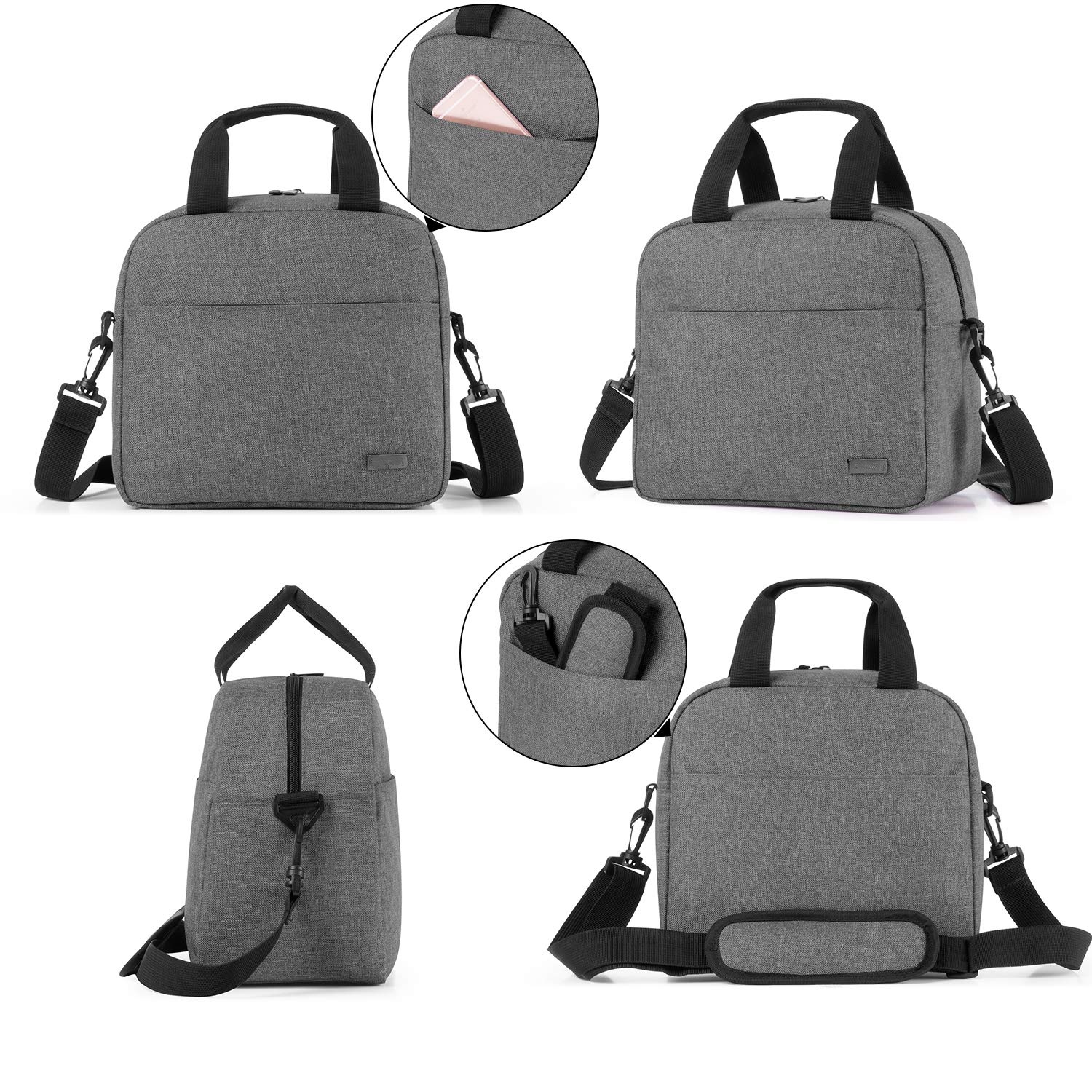 SHOPPULSE Kühltasche für 6 Milchflasche (bis zu 270 ml), Isolierte Flaschenhalter mit Kühlelement für Babyflaschen, Muttermilch Kühlbox für Unterwegs, Transport, Arbeit, Reise, Grau