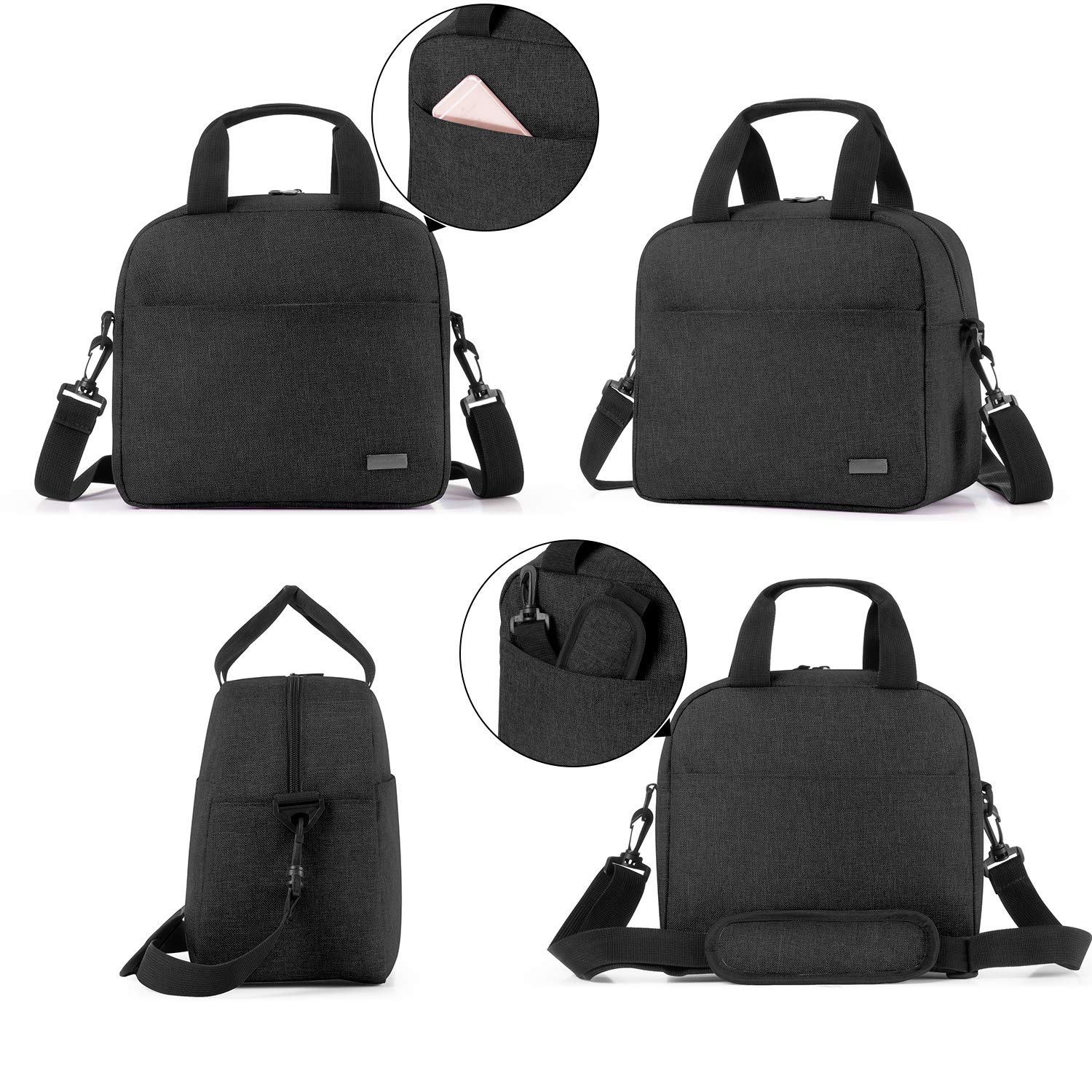 SHOPPULSE Kühltasche für 6 Milchflasche (bis zu 270 ml), Isolierte Flaschenhalter mit Kühlelement für Babyflaschen, Muttermilch Kühlbox für Unterwegs, Transport, Arbeit, Reise, Schwarz