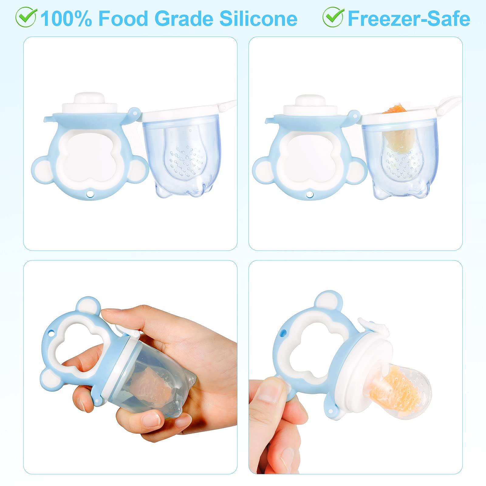 SHOPPULSE Fruchtsauger Baby, Fruchtsauger für Obst 90 ml Baby Food Feeder Fütterungs Flasche für Kleinkinder Fruchtsauger Schnuller Beißring Obstsauger