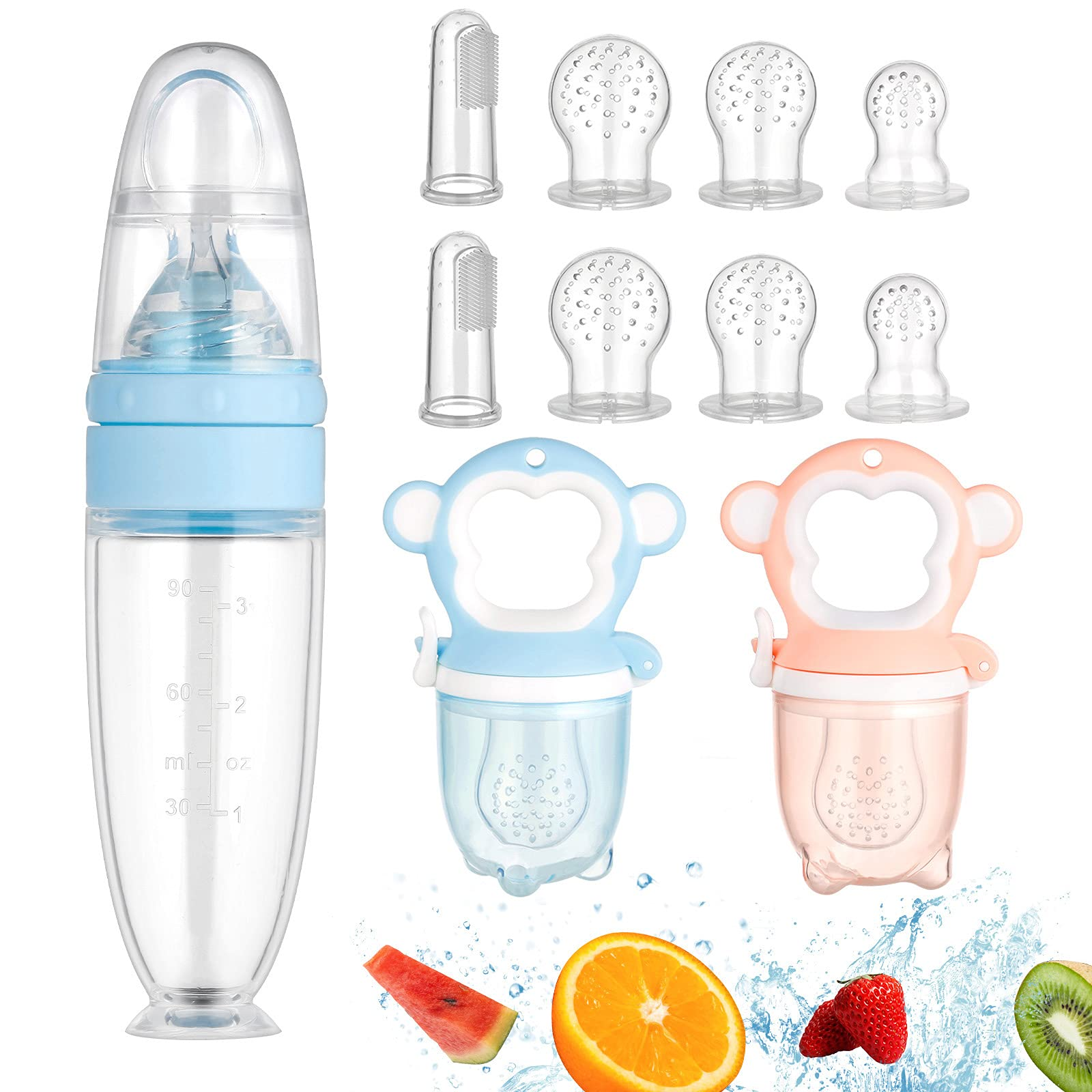 SHOPPULSE Fruchtsauger Baby, Fruchtsauger für Obst 90 ml Baby Food Feeder Fütterungs Flasche für Kleinkinder Fruchtsauger Schnuller Beißring Obstsauger