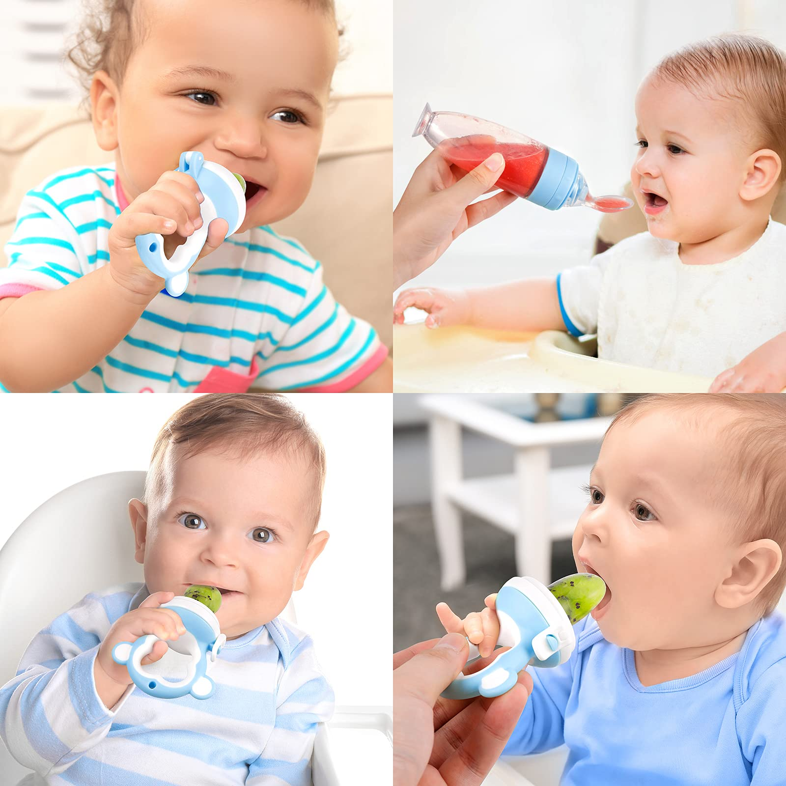 SHOPPULSE Fruchtsauger Baby, Fruchtsauger für Obst 90 ml Baby Food Feeder Fütterungs Flasche für Kleinkinder Fruchtsauger Schnuller Beißring Obstsauger