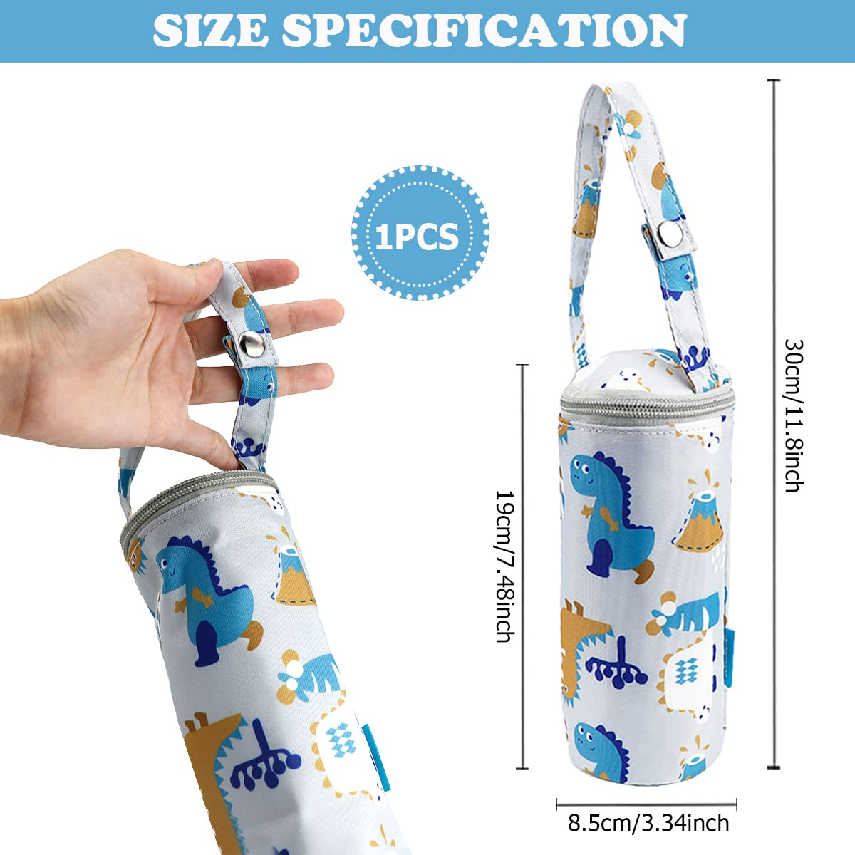 SHOPPULSE Isolierte Babyflaschentaschen mit Tragegriff, tragbare Reise-Baby-Fütterflaschentasche zum Warmhalten von Milch, isoliert, für Neugeborene, Kleinkinder (grau und schwarz), grau, Modern