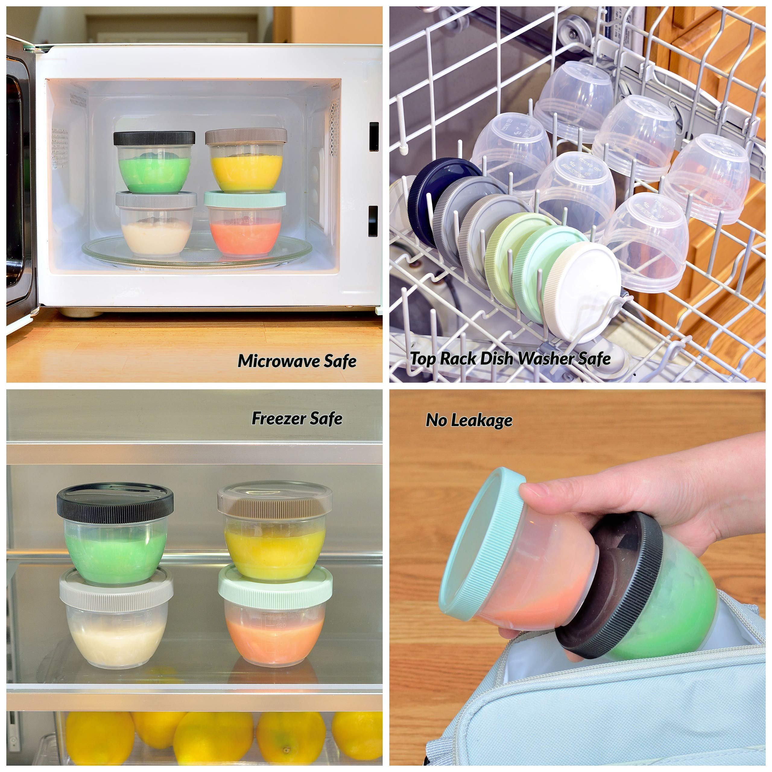 SHOPPULSE 18er Set 120ML Aufbewahrungsbehälter für Babynahrung, Mehrweg Plastik Aufbewahrungsbecher, mit Deckeletiketten (Urban)