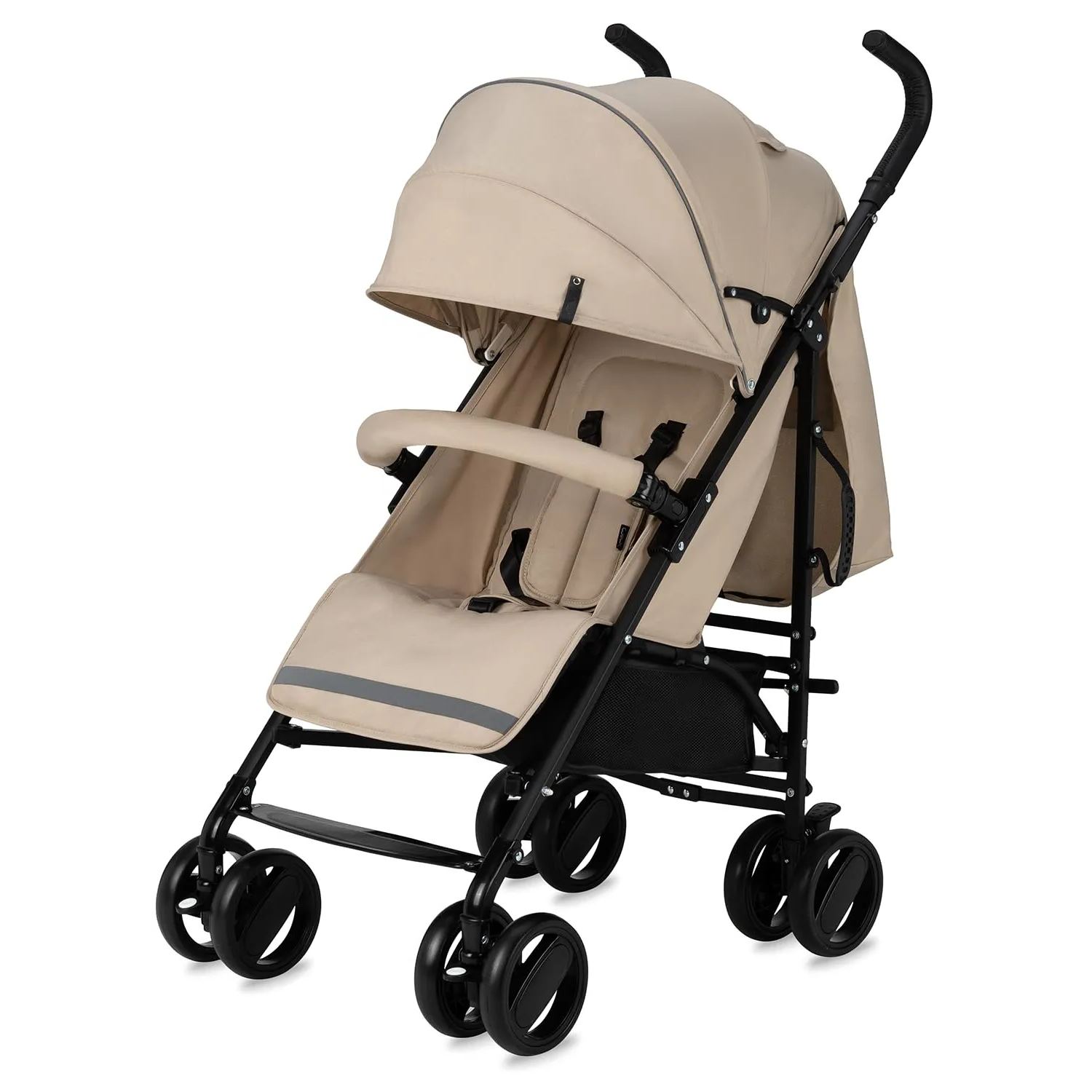 SHOPPULSE AKIRA Kinderbuggy Kinderwagen ab 6 Monaten (bis 15 kg), verstellbarer 5-Punkt-Sicherheitsgurt, Babytasche, Einkaufskorb, Regen- und Insektenschutz.