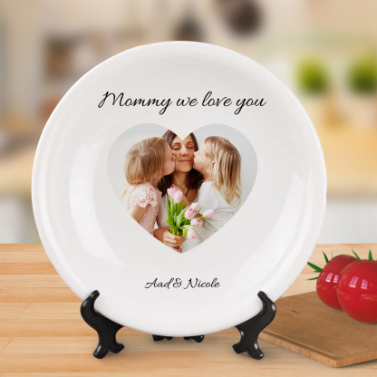 Custom Mother's Day Photo Plate Ceramic White Dinner Plate With Name Tableware-Blongser