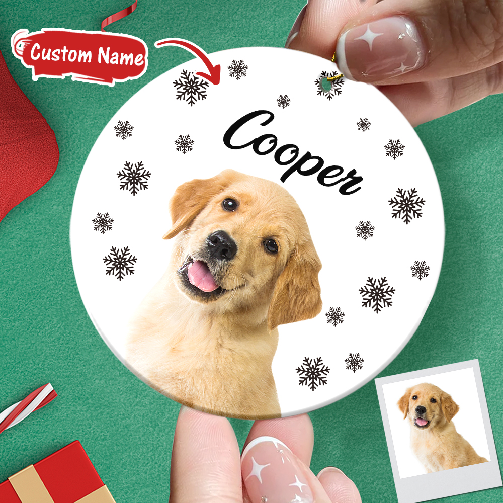 Personalized Photo Ornament with Name Christmas Pet Ornament Gift for Pet Lovers-Blongser