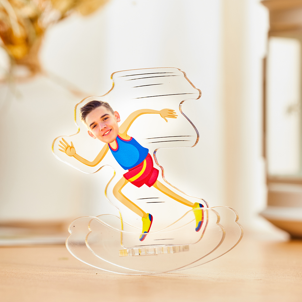 Personalized Running Man Desktop Tumbler Standing Figures Display Stands-Blongser