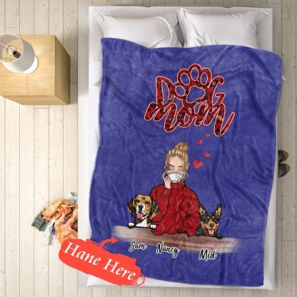Personalized Name Dog Mom Fleece Blanket - Choose Number Of Pets-Blongser