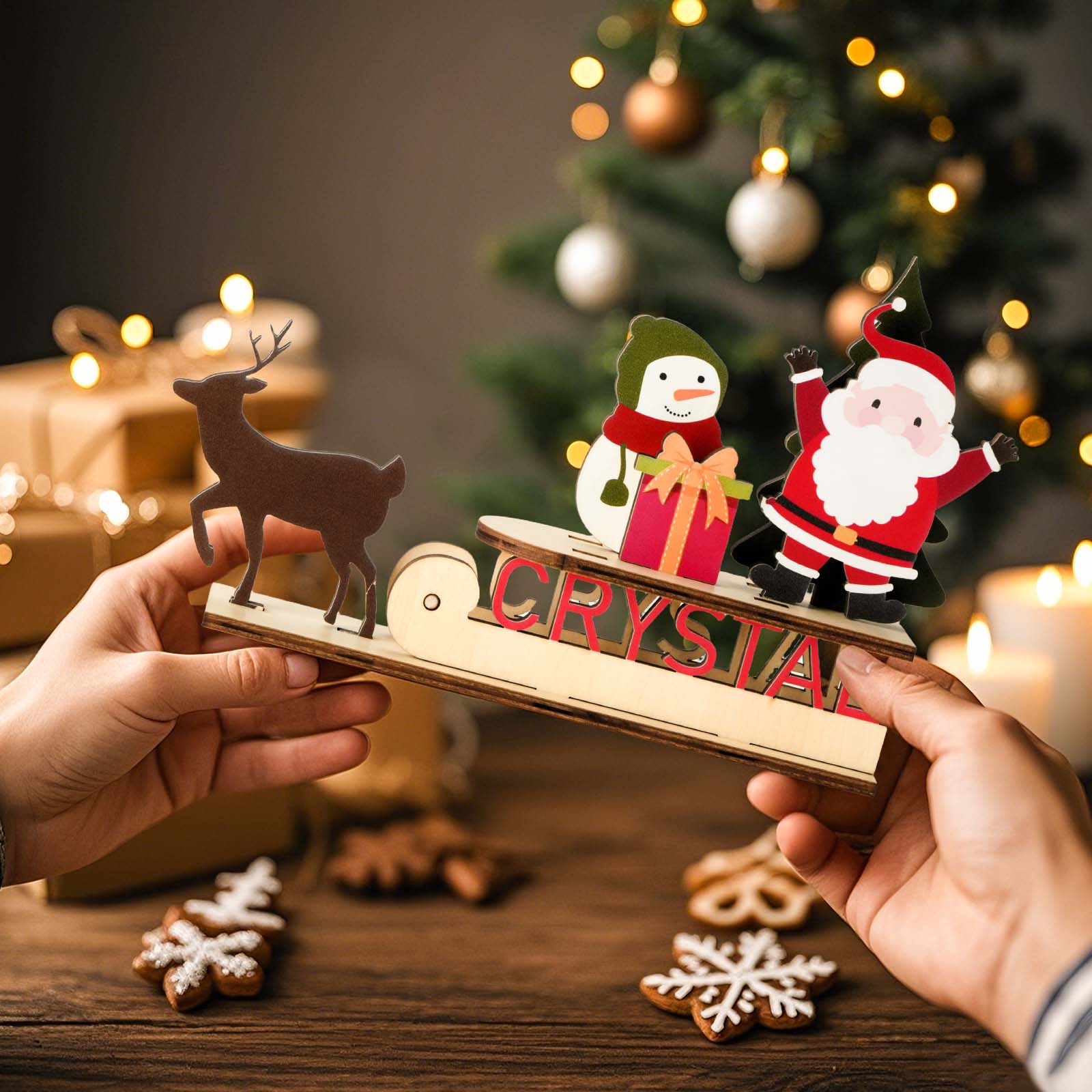 Personalized Christmas Sleigh Wooden Ornaments with Name Christmas Decoration Gift-Blongser