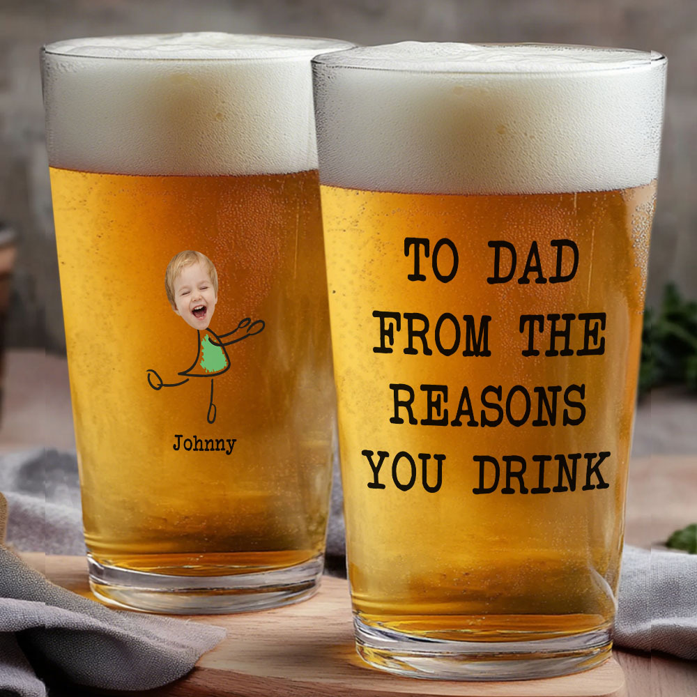 Personalized Beer Glass with Photo Portrait Character Action 16oz Beer Glass Gift for Him-Blongser