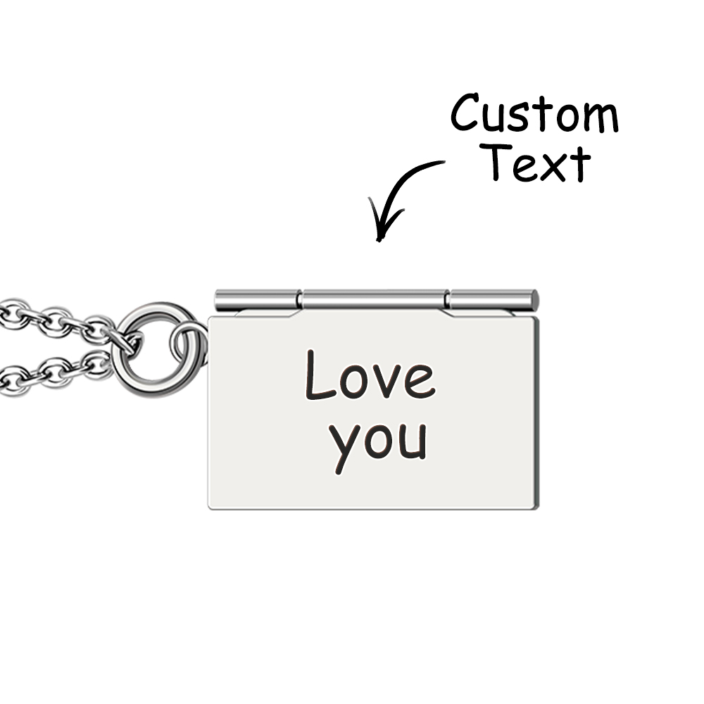 Personalized Envelope Locket Necklace Custom Engraved Photo Necklace-Blongser