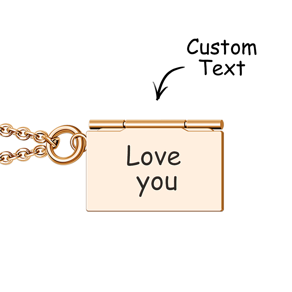 Personalized Envelope Locket Necklace Custom Engraved Photo Necklace-Blongser