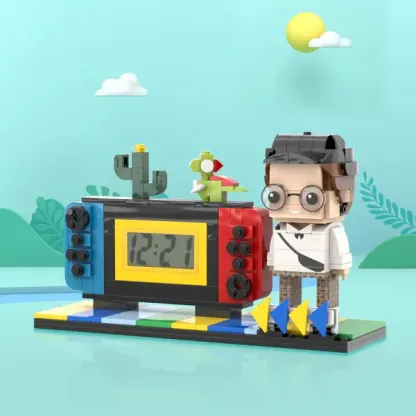 Custom Brick Figures Clock Personalized Brick Handheld Game Console Figures Clock Gifts for Him-Blongser