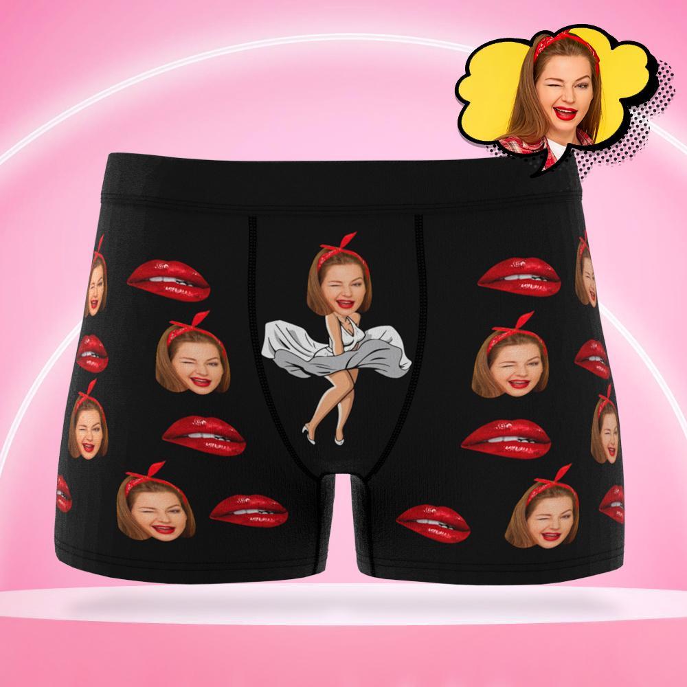 Custom Boxer Men's Shorts Sexy Lips Face Underwear-Blongser