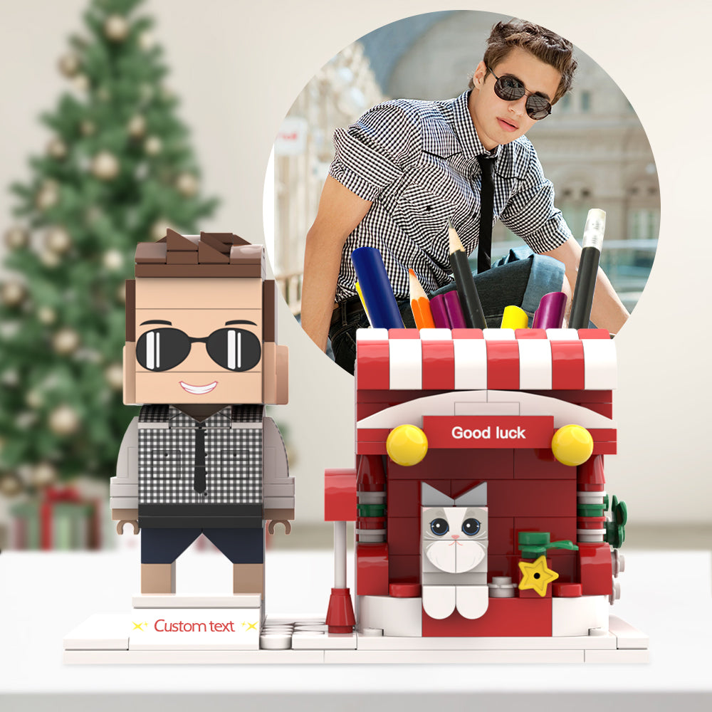 Christmas Gifts Custom Brick Figures Pen Holder Personalized Brick Figures and Pen Holder Pet Pen Holder-Blongser