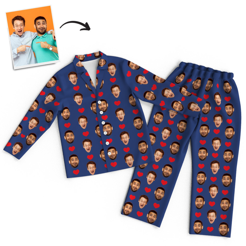 Custom Unisex Long Sleeve Pajamas with Faces-Blongser