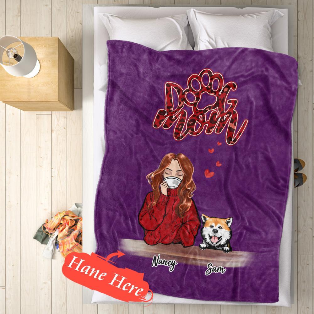 Personalized Name Dog Mom Fleece Blanket - Choose Number Of Pets-Blongser