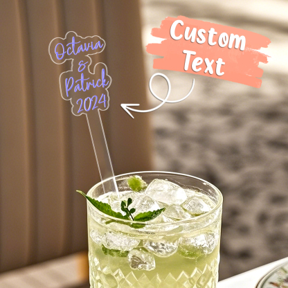 Personalized Stirring Stick with Text Acrylic Drink Cocktail Tag Wedding Birthday Party Essentials-Blongser