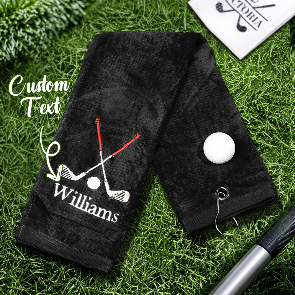 Personalized Embroidered Name Golf Towel with Clip Golf Accessories Gift for Men Women Golf Lovers-Blongser