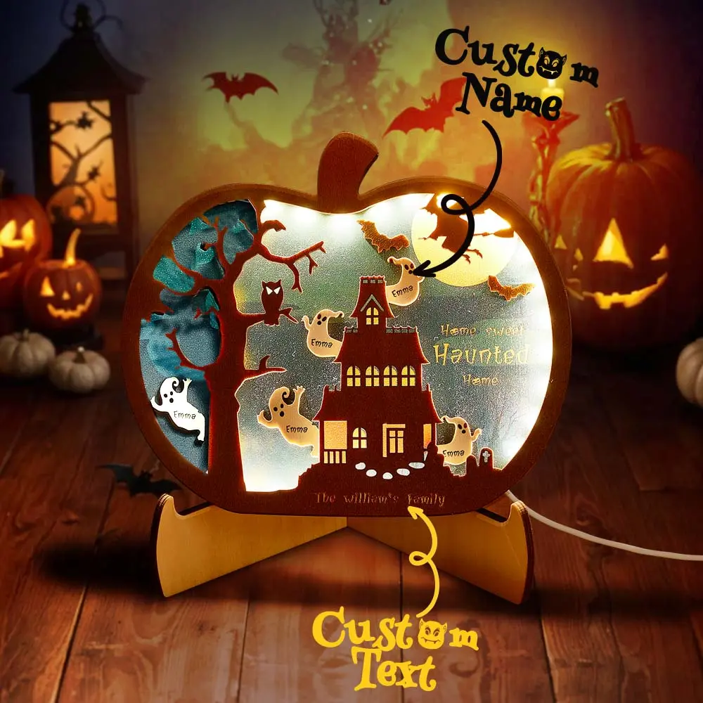Personalized Halloween Light with Family Name Halloween Decorations Night Light Gifts for Family-Blongser