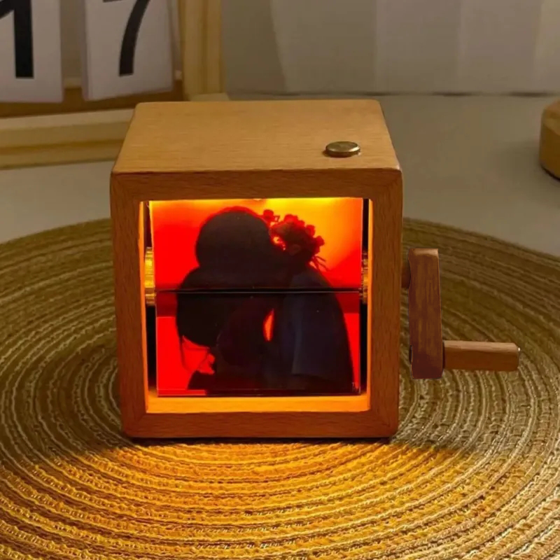 Custom Photo Flipbook Frame Animation Machine Hand-cranked Flipbook Box Photo Album with Light Anniversary Gifts-Blongser